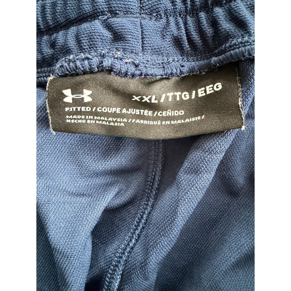 Under Armour Track Pants Mens XXL Fitted Navy Blue White Side Stripe Excellent - Picture 2 of 2